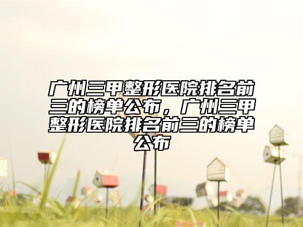 廣州三甲整形醫(yī)院排名前三的榜單公布，廣州三甲整形醫(yī)院排名前三的榜單公布