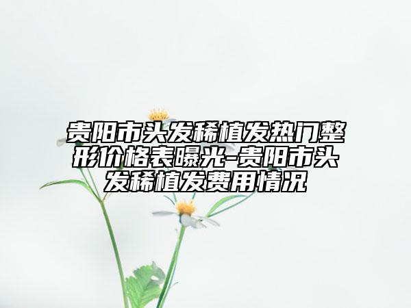 貴陽市頭發(fā)稀植發(fā)熱門整形價格表曝光-貴陽市頭發(fā)稀植發(fā)費用情況