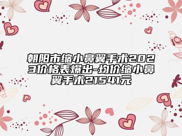 朝陽市縮小鼻翼手術(shù)2023價(jià)格表爆出-均價(jià)縮小鼻翼手術(shù)21541元