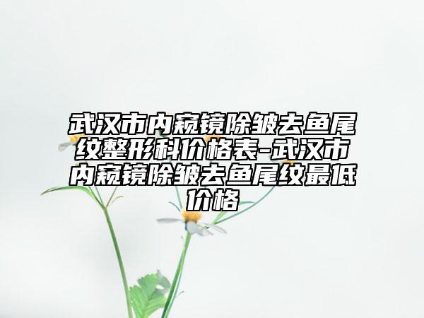 武漢市內(nèi)窺鏡除皺去魚尾紋整形科價(jià)格表-武漢市內(nèi)窺鏡除皺去魚尾紋最低價(jià)格