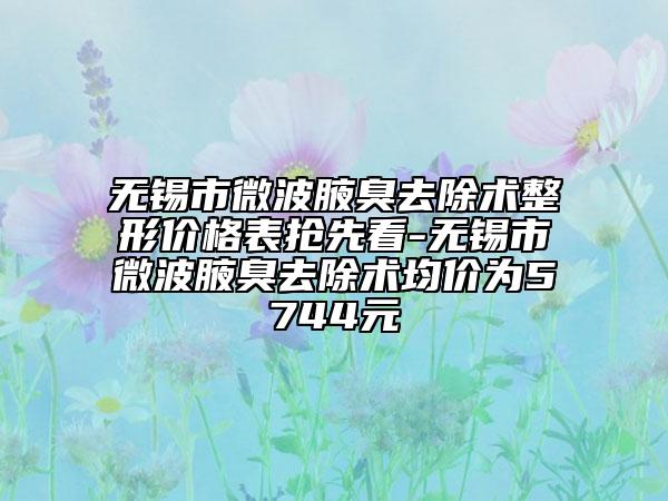 無錫市微波腋臭去除術(shù)整形價(jià)格表搶先看-無錫市微波腋臭去除術(shù)均價(jià)為5744元