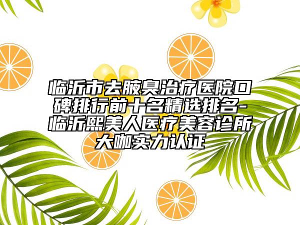 臨沂市去腋臭治療醫(yī)院口碑排行前十名精選排名-臨沂熙美人醫(yī)療美容診所大咖實力認證