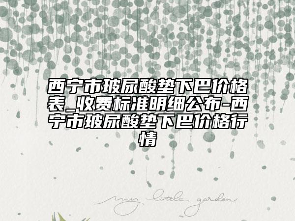西寧市玻尿酸墊下巴價格表_收費(fèi)標(biāo)準(zhǔn)明細(xì)公布-西寧市玻尿酸墊下巴價格行情
