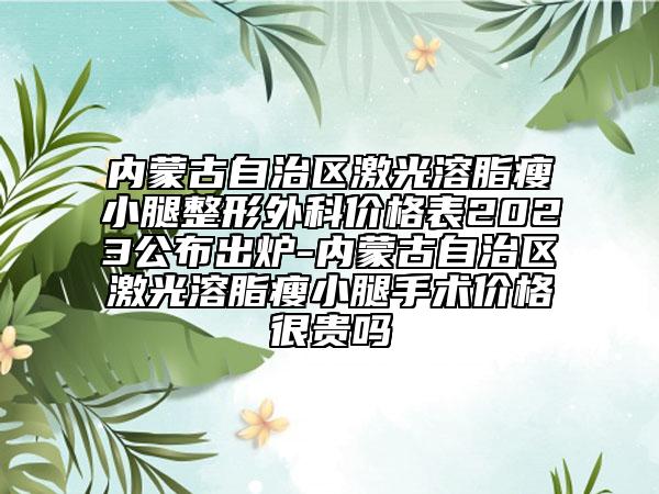 內(nèi)蒙古自治區(qū)激光溶脂瘦小腿整形外科價(jià)格表2023公布出爐-內(nèi)蒙古自治區(qū)激光溶脂瘦小腿手術(shù)價(jià)格很貴嗎