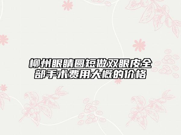 柳州眼睛圓短做雙眼皮全部手術費用大概的價格