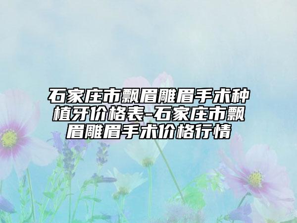 石家莊市飄眉雕眉手術種植牙價格表-石家莊市飄眉雕眉手術價格行情