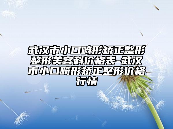 武漢市小口畸形矯正整形整形美容科價格表-武漢市小口畸形矯正整形價格行情