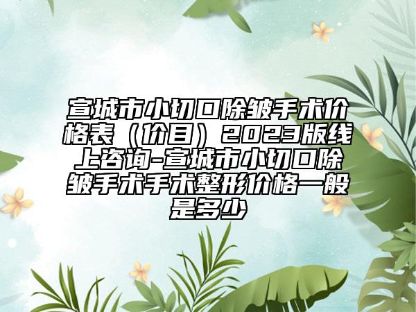 宣城市小切口除皺手術(shù)價(jià)格表（價(jià)目）2023版線上咨詢-宣城市小切口除皺手術(shù)手術(shù)整形價(jià)格一般是多少