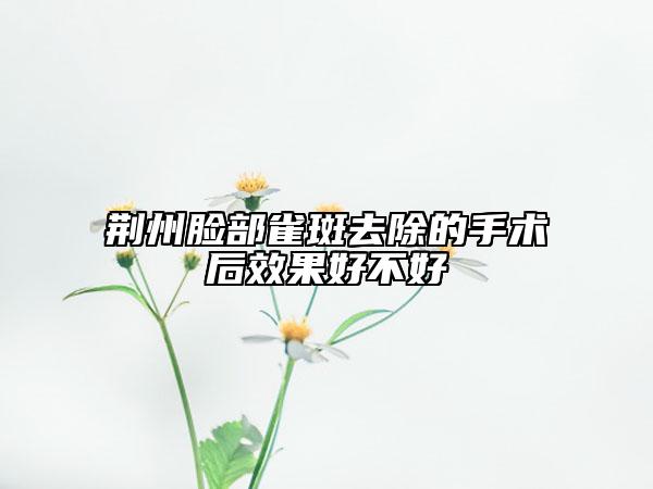 荊州臉部雀斑去除的手術后效果好不好