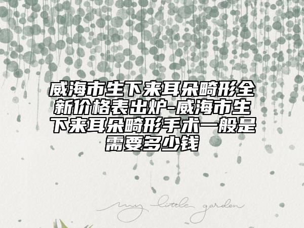威海市生下來耳朵畸形全新價格表出爐-威海市生下來耳朵畸形手術(shù)一般是需要多少錢