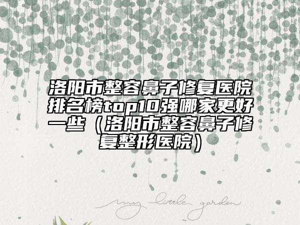 洛陽市整容鼻子修復醫(yī)院排名榜top10強哪家更好一些（洛陽市整容鼻子修復整形醫(yī)院）