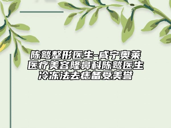 陳鷲整形醫(yī)生-咸寧奧萊醫(yī)療美容隆鼻科陳鷲醫(yī)生冷凍法去痣備受美譽