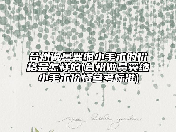 臺(tái)州做鼻翼縮小手術(shù)的價(jià)格是怎樣的(臺(tái)州做鼻翼縮小手術(shù)價(jià)格參考標(biāo)準(zhǔn))