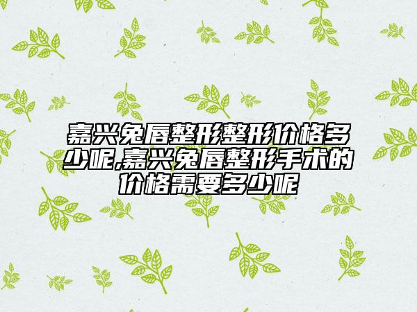嘉興兔唇整形整形價格多少呢,嘉興兔唇整形手術的價格需要多少呢