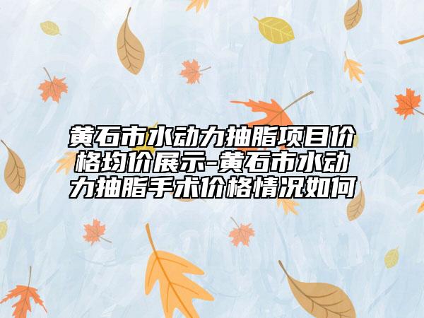 黃石市水動力抽脂項目價格均價展示-黃石市水動力抽脂手術價格情況如何