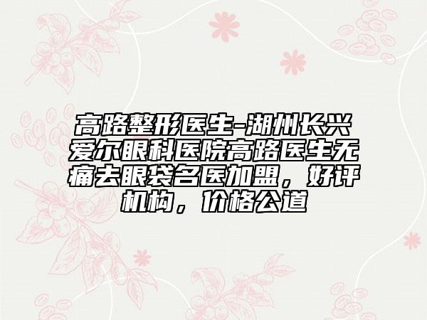 高路整形醫(yī)生-湖州長興愛爾眼科醫(yī)院高路醫(yī)生無痛去眼袋名醫(yī)加盟，好評機構(gòu)，價格公道