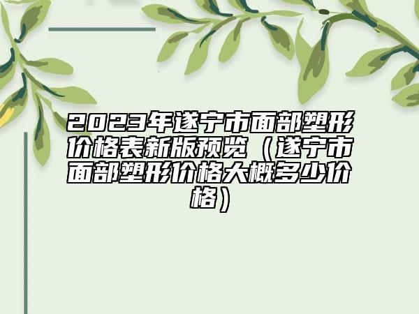 2023年遂寧市面部塑形價(jià)格表新版預(yù)覽（遂寧市面部塑形價(jià)格大概多少價(jià)格）