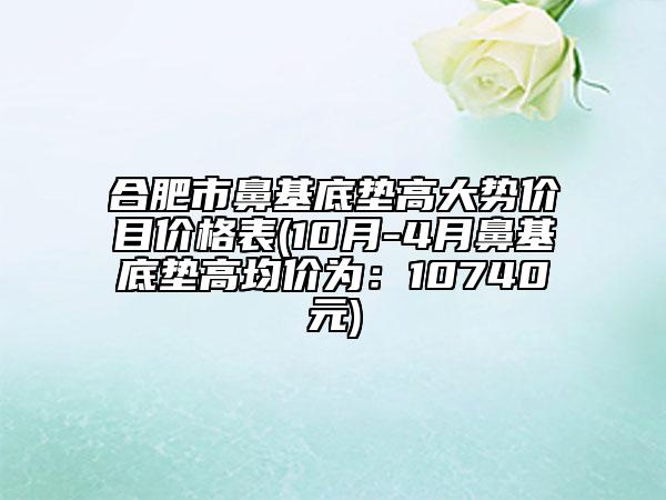 合肥市鼻基底墊高大勢(shì)價(jià)目價(jià)格表(10月-4月鼻基底墊高均價(jià)為：10740元)