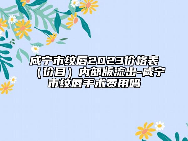 咸寧市紋唇2023價(jià)格表（價(jià)目）內(nèi)部版流出-咸寧市紋唇手術(shù)費(fèi)用嗎