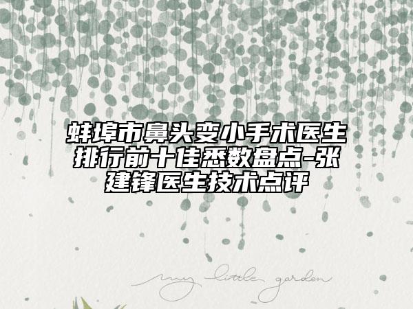 蚌埠市鼻頭變小手術(shù)醫(yī)生排行前十佳悉數(shù)盤點-張建鋒醫(yī)生技術(shù)點評