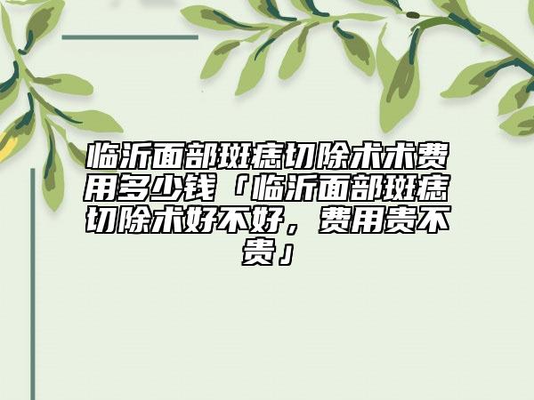 臨沂面部斑痣切除術(shù)術(shù)費用多少錢「臨沂面部斑痣切除術(shù)好不好，費用貴不貴」