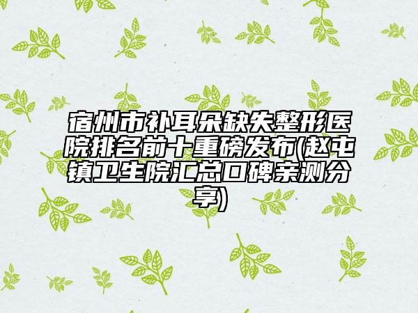 宿州市補(bǔ)耳朵缺失整形醫(yī)院排名前十重磅發(fā)布(趙屯鎮(zhèn)衛(wèi)生院匯總口碑親測(cè)分享)