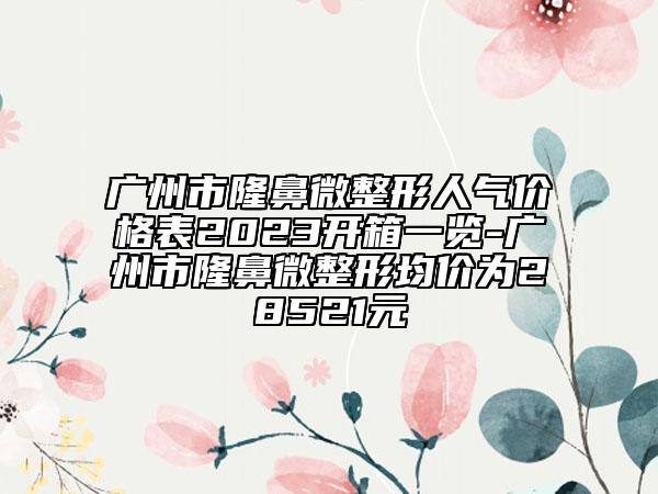 廣州市隆鼻微整形人氣價(jià)格表2023開箱一覽-廣州市隆鼻微整形均價(jià)為28521元