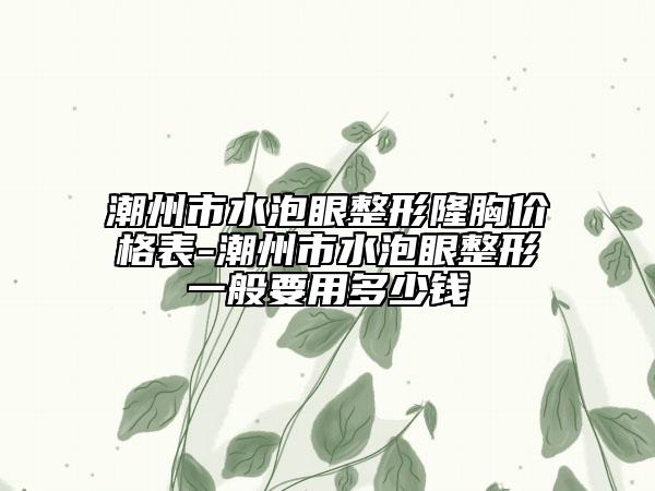 潮州市水泡眼整形隆胸價格表-潮州市水泡眼整形一般要用多少錢