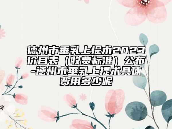 德州市垂乳上提術(shù)2023價目表（收費標準）公布-德州市垂乳上提術(shù)具體費用多少呢