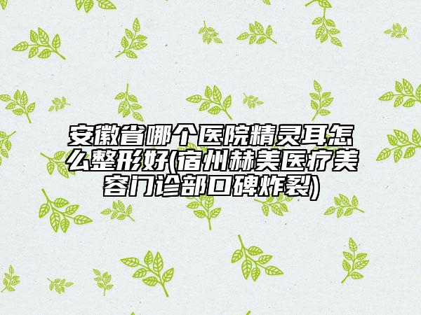 安徽省哪個(gè)醫(yī)院精靈耳怎么整形好(宿州赫美醫(yī)療美容門診部口碑炸裂)