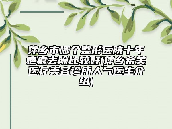 萍鄉(xiāng)市哪個(gè)整形醫(yī)院十年疤痕去除比較好(萍鄉(xiāng)希美醫(yī)療美容診所人氣醫(yī)生介紹)
