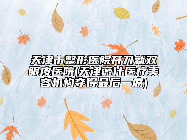 天津市整形醫(yī)院開刀就雙眼皮醫(yī)院(天津薇什醫(yī)療美容機(jī)構(gòu)奪得最后一席)