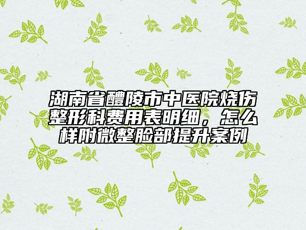 湖南省醴陵市中醫(yī)院燒傷整形科費用表明細，怎么樣附微整臉部提升案例