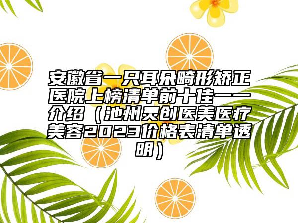 安徽省一只耳朵畸形矯正醫(yī)院上榜清單前十佳一一介紹（池州靈創(chuàng)醫(yī)美醫(yī)療美容2023價(jià)格表清單透明）