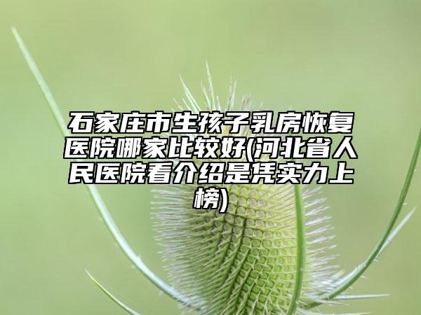 石家莊市生孩子乳房恢復(fù)醫(yī)院哪家比較好(河北省人民醫(yī)院看介紹是憑實力上榜)