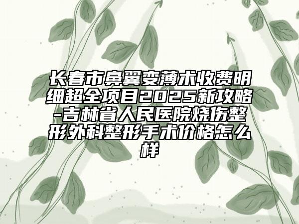 長春市鼻翼變薄術(shù)收費明細超全項目2025新攻略-吉林省人民醫(yī)院燒傷整形外科整形手術(shù)價格怎么樣