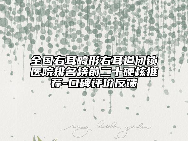 全國右耳畸形右耳道閉鎖醫(yī)院排名榜前二十硬核推薦-口碑評(píng)價(jià)反饋