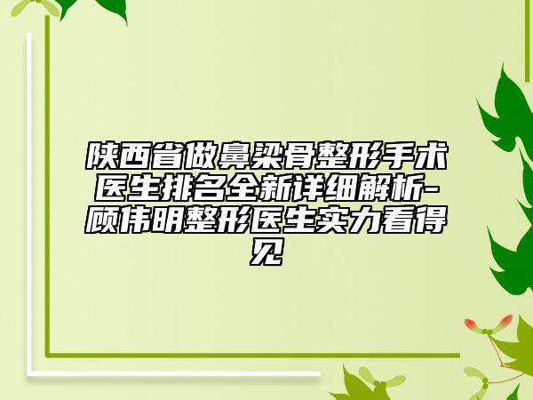 陜西省做鼻梁骨整形手術(shù)醫(yī)生排名全新詳細解析-顧偉明整形醫(yī)生實力看得見