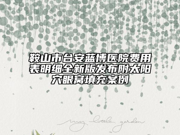 鞍山市臺(tái)安藍(lán)博醫(yī)院費(fèi)用表明細(xì)全新版發(fā)布附太陽(yáng)穴眼窩填充案例