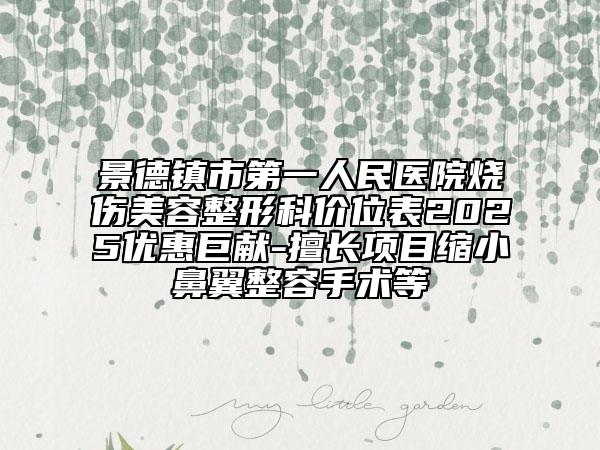 景德鎮(zhèn)市第一人民醫(yī)院燒傷美容整形科價位表2025優(yōu)惠巨獻-擅長項目縮小鼻翼整容手術(shù)等