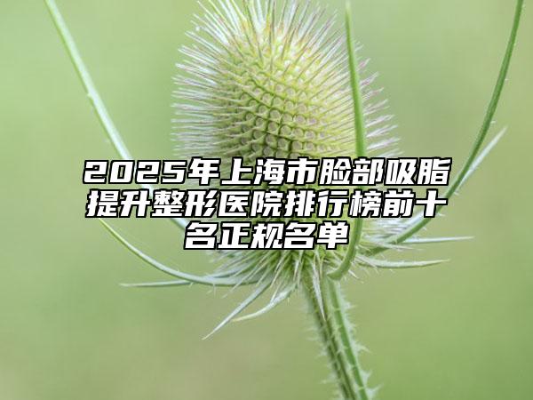 2025年上海市臉部吸脂提升整形醫(yī)院排行榜前十名正規(guī)名單