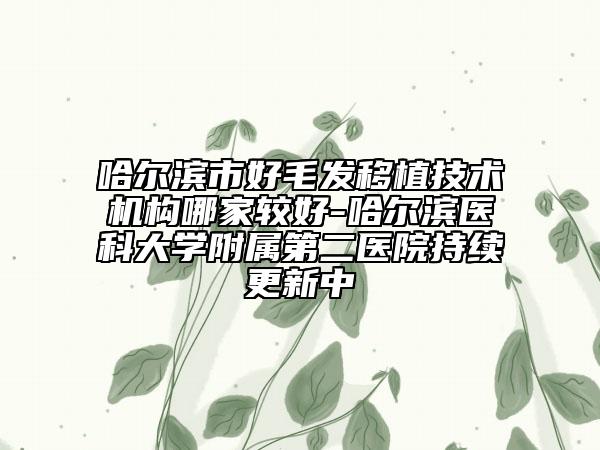 哈爾濱市好毛發(fā)移植技術(shù)機(jī)構(gòu)哪家較好-哈爾濱醫(yī)科大學(xué)附屬第二醫(yī)院持續(xù)更新中