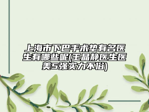 上海市下巴手術(shù)墊有名醫(yī)生有哪些呢(王晶靜醫(yī)生醫(yī)美5強實力不俗)
