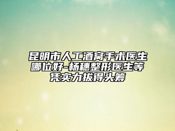 昆明市人工酒窩手術(shù)醫(yī)生哪位好-楊穗整形醫(yī)生等憑實力拔得頭籌