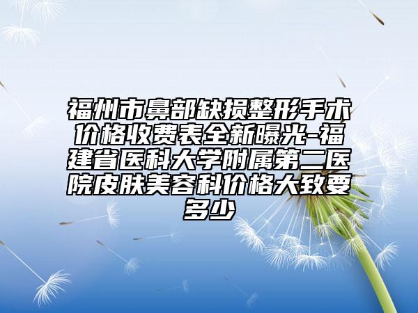 福州市鼻部缺損整形手術(shù)價格收費(fèi)表全新曝光-福建省醫(yī)科大學(xué)附屬第二醫(yī)院皮膚美容科價格大致要多少