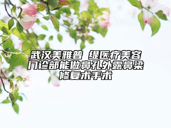 武漢美雅普玥緹醫(yī)療美容門診部能做鼻孔外露鼻梁修復術手術