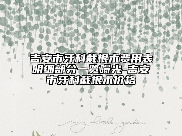 吉安市牙科截根術(shù)費(fèi)用表明細(xì)部分一覽曝光-吉安市牙科截根術(shù)價格