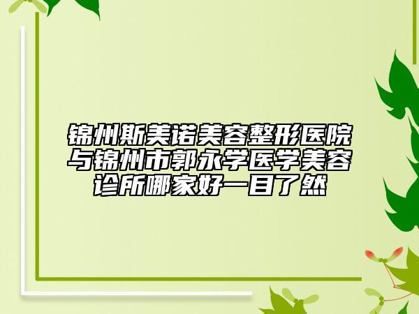 錦州斯美諾美容整形醫(yī)院與錦州市郭永學(xué)醫(yī)學(xué)美容診所哪家好一目了然