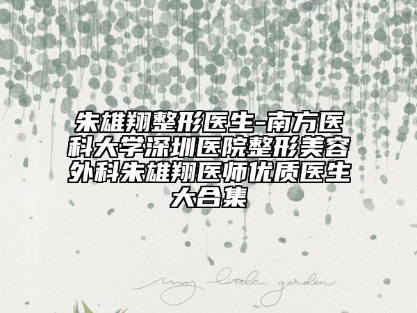 朱雄翔整形醫(yī)生-南方醫(yī)科大學深圳醫(yī)院整形美容外科朱雄翔醫(yī)師優(yōu)質醫(yī)生大合集
