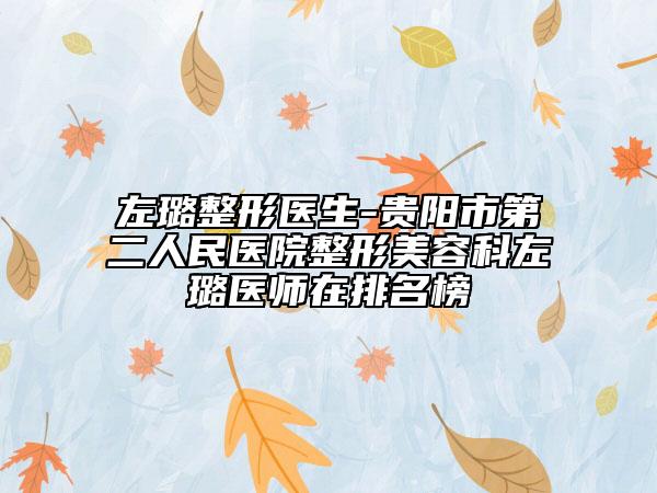 左璐整形醫(yī)生-貴陽(yáng)市第二人民醫(yī)院整形美容科左璐醫(yī)師在排名榜